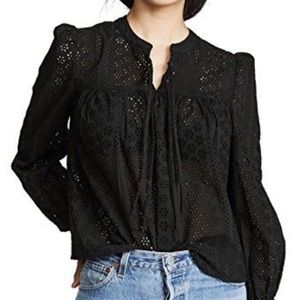 Madewell Eyelet Double-Tie Peasant Top, Large